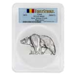 2021 Chad 1 oz Silver Bear Shaped Coin PCGS MS 69 FS Antiqued High Relief