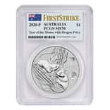 2020 1 oz Silver Lunar Year of The Mouse / Rat Dragon Privy Australian Perth Mint PCGS MS 70 First Strike