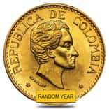 Colombia 5 Pesos Gold Coin Avg Circ AGW 0.2355 oz (1913-1930, Random Year)
