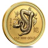2001 1 oz Gold Lunar Year of The Snake BU Australia Perth Mint (Series I)