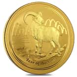 2015 10 oz Gold Lunar Year of the Goat .9999 Fine BU In Cap