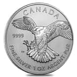 2014 1 oz Silver Canadian Peregrine Falcon - Birds of Prey Series BU