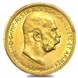 Austria Gold 10 Coronas AGW .098 oz Avg Circ (Random Year, 1892-1911)