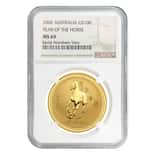 2002 1 oz Australian Gold Lunar Year of the Horse Coin NGC MS 69