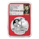 2017 1 oz Silver JFK Solomon Islands NGC MS 69 FDOI First Day of Issue (JFK Signature Label Red)
