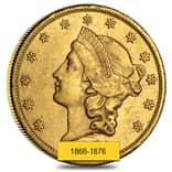 $20 Gold Double Eagle Liberty Head Type II - Polished or Cleaned (Random Year, 1866-1876)