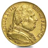France Gold 20 Francs Louis XVIII Avg Circ AGW .1867 (Random Year,1814-1815)