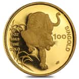 1986 1 oz Singapore 100 Singold Year of the Tiger Gold Proof-Like Coin (Sealed)
