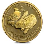 2011 1/4 oz Gold Lunar Year of The Rabbit BU Australia Perth Mint In Cap