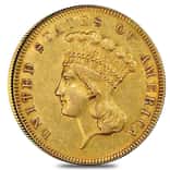 $3 Gold Indian Princess Head Ex-Jewelry (Random Year, 1854-1889)