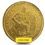 Colombia 5 Pesos Gold Coin Scruffy AGW 0.2355 oz (1913-1930, Random Year)