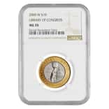 2000-W Gold/Platinum $10 Commemorative Library of Congress NGC MS 70