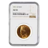 1911 D $10 Indian Head Gold Eagle Coin NGC AU 55