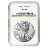 1998 1 oz Silver American Eagle $1 Coin NGC MS 69