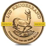 1/10 oz South African Krugerrand Gold Coin (Random Year, Abrasions)