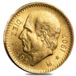 1907 Mexico 10 Pesos Gold Coin AU AGW .2411 oz