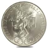 1968 Mexico 25 Pesos Olympics Silver Coin AU/BU ASW .5209 oz