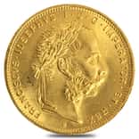 1892 Austria 8 Florins/20 Francs Gold Coin AU/BU AGW .1867 oz (Restrike)