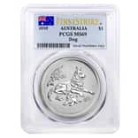 2018 1 oz Silver Year of The Dog Australia Perth Mint PCGS MS 69 First Strike