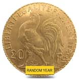 20 Francs French Rooster Gold Coin AU AGW .1867 oz (Random Year)