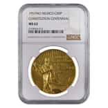 1957 Mexico 50 Pesos Constitution Centennial Gold Coin NGC MS 62