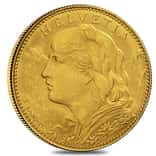 10 Francs Swiss Helvetia Vreneli Gold Coin AGW .0933 oz AU/BU (1911-1922, Random Year)