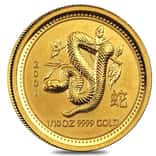 2001 1/10 oz Gold Lunar Year of The Snake BU Australia Perth Mint In Cap