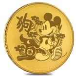 2018 1 oz Niue Gold $250 Disney Year of the Dog BU In Cap