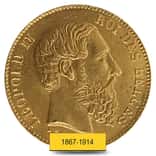 Belgium 20 Francs Leopold II Gold Coin AGW .1867 oz AU/BU (Random Year,1867-1914)
