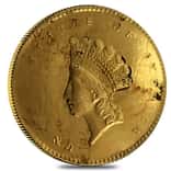 $1 Gold Indian Princess Head Type 2 Ex-Jewelry (Random Year, 1854-1856)