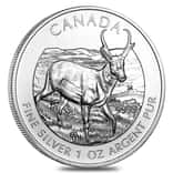 2013 1 oz Silver Canadian Pronghorn Antelope - Wildlife Series BU