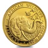 2018 Somalia 1/10 oz Gold African Elephant BU 100 Shillings (Sealed)