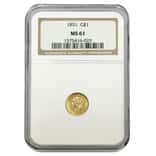 1851 $1 Liberty Head Gold Coin NGC MS 61