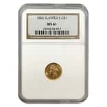1856 Slanted 5 $1 Gold Indian Princess Head Coin NGC MS 61