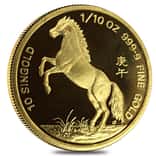 1990 1/10 oz Singapore 10 Singold Year of the Horse Gold Proof Coin