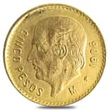 1906 Mexico 5 Pesos Gold Coin XF/AU AGW .1206 oz