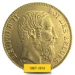Belgium Gold 20 Francs Leopold II Avg Circ AGW .1867 (Random Year, 1867-1914) 