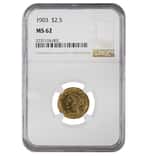 1903 $2.5 Liberty Head Gold Quarter Eagle Coin NGC MS 62