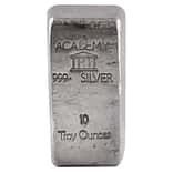 10 oz Academy Vintage Silver Bar Poured .999+ Fine