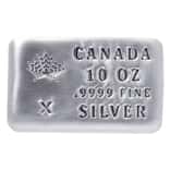 10 oz Canada Leaf Cast Silver Bar .9999 Fine