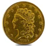 1834 Plain 4 $5 Classic Head Half Eagle Gold Coin - Cleaned