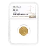 1853 $2.5 Liberty Head Quarter Eagle Gold Coin NGC AU 55