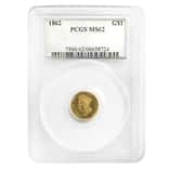 1862 $1 Gold Indian Princess Head Type 3 PCGS MS 62