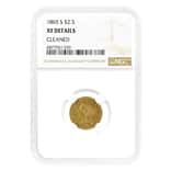 1865-S $2.5 Liberty Head Quarter Eagle Gold Coin NGC XF Details