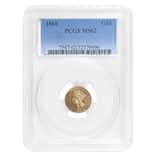 1868 $1 Indian Princess Head Type 3 Gold Coin PCGS MS 62