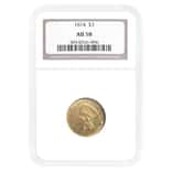 1874 $3 Indian Princess Head Gold Coin NGC AU 58
