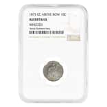 1875 CC Seated Liberty Silver Dime 10C Above Bow NGC AU Details