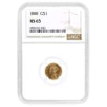 1888 $1 Gold Indian Princess Head Type 3 NGC MS 65