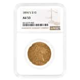 1894-S $10 Liberty Head Gold Eagle Coin NGC AU 53