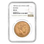 1897(62)-SGV Spain 100 Pesetas Alfonso XIII Gold Coin NGC MS 64 (Restrike)